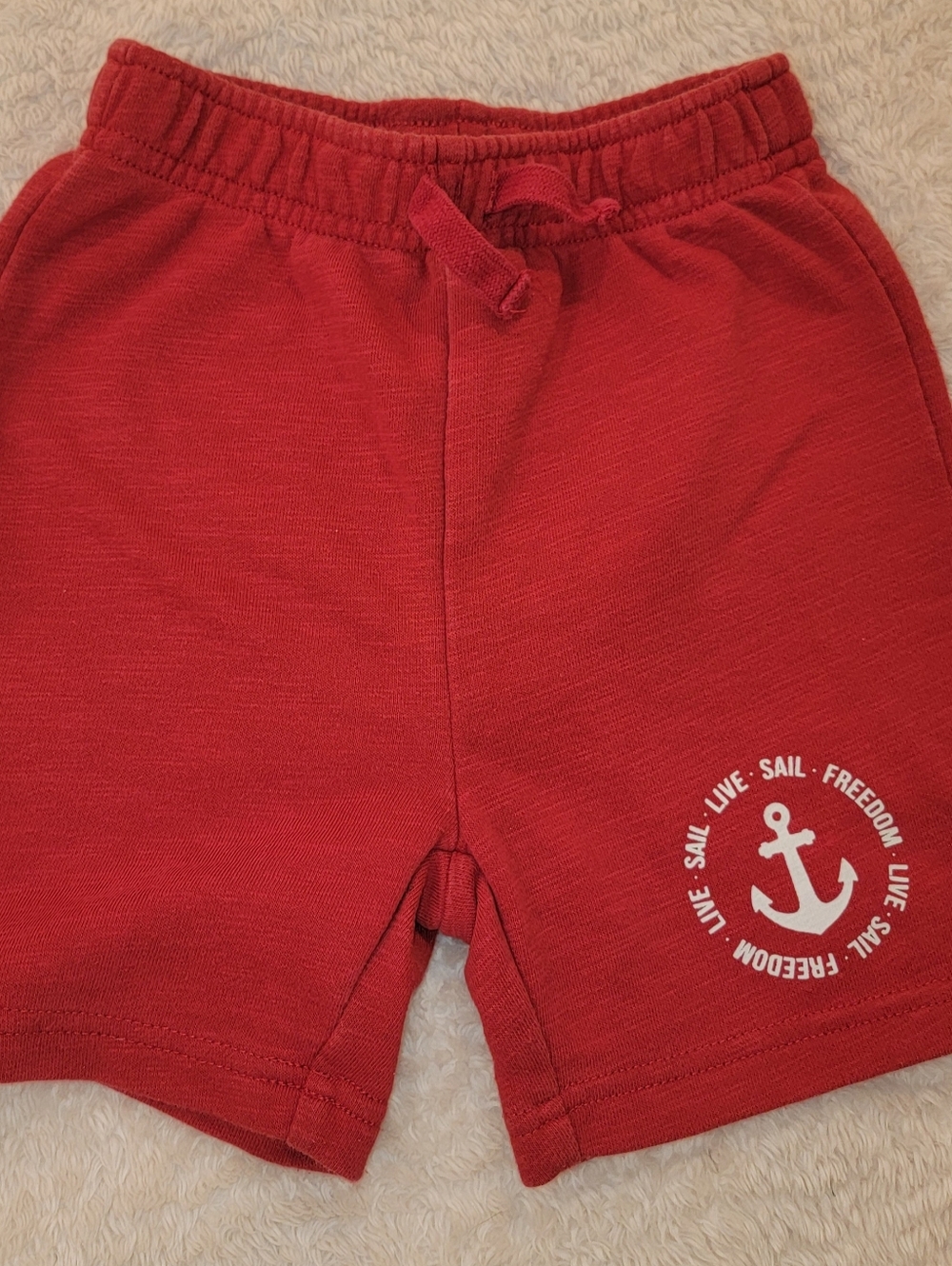 Pekkle red cotton shorts Anchor Graphic 5t